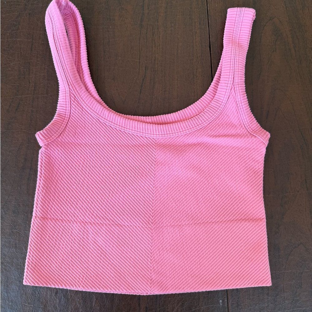 Pink Ribbed Women's Tank Top